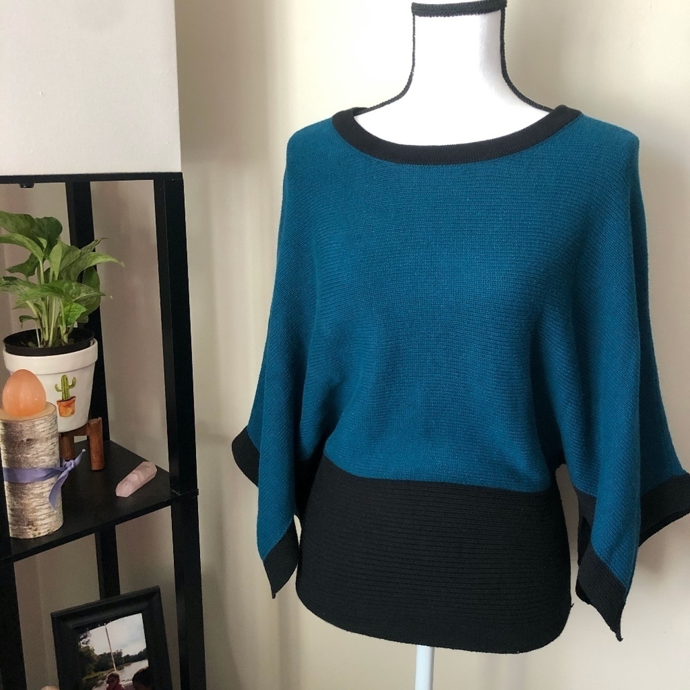 *ALFANI* Blue x Black Long Sleeve Sweater Size XS